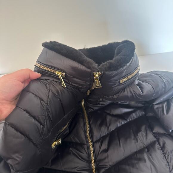 Lauren Ralph Lauren Faux Fur Trim Quilted Puffer Black Jacket Size Small - Picture 5 of 15